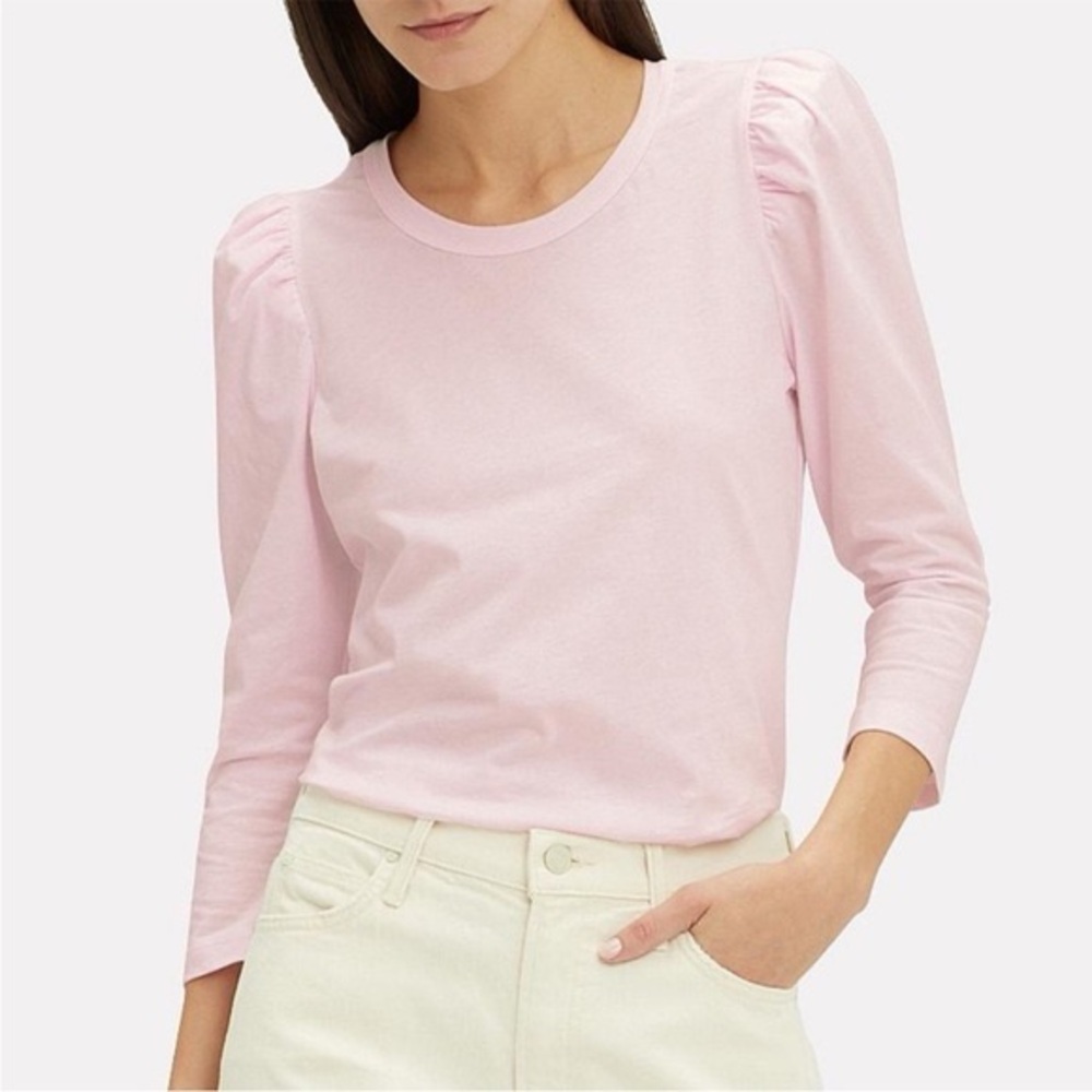 A.L.C. Petite Puff-Sleeve Crewneck in Soft Pink
